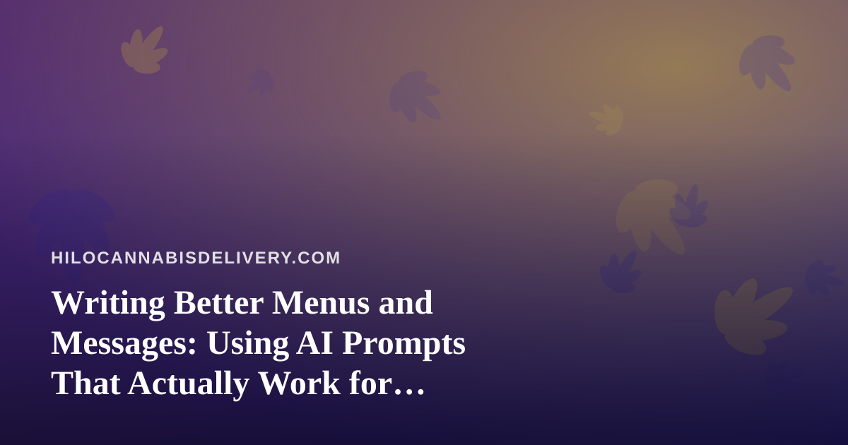 Writing Better Menus and Messages: Using AI Prompts That Actually Work for Cannabis Delivery